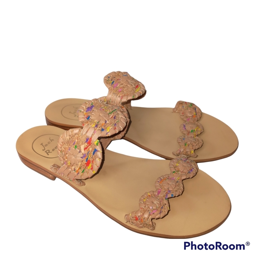 Jack Rogers Lauren Flat Sandals In Multi Cork/ Buff